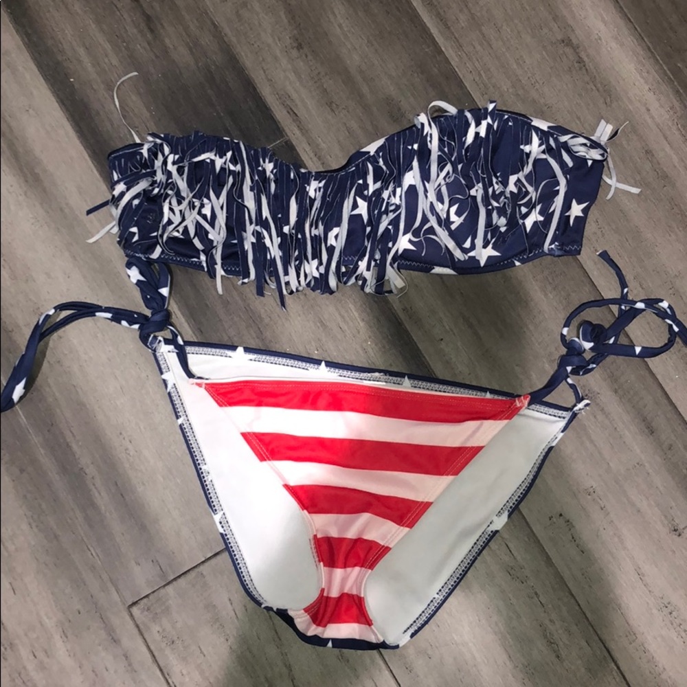 American flag strapless bikini